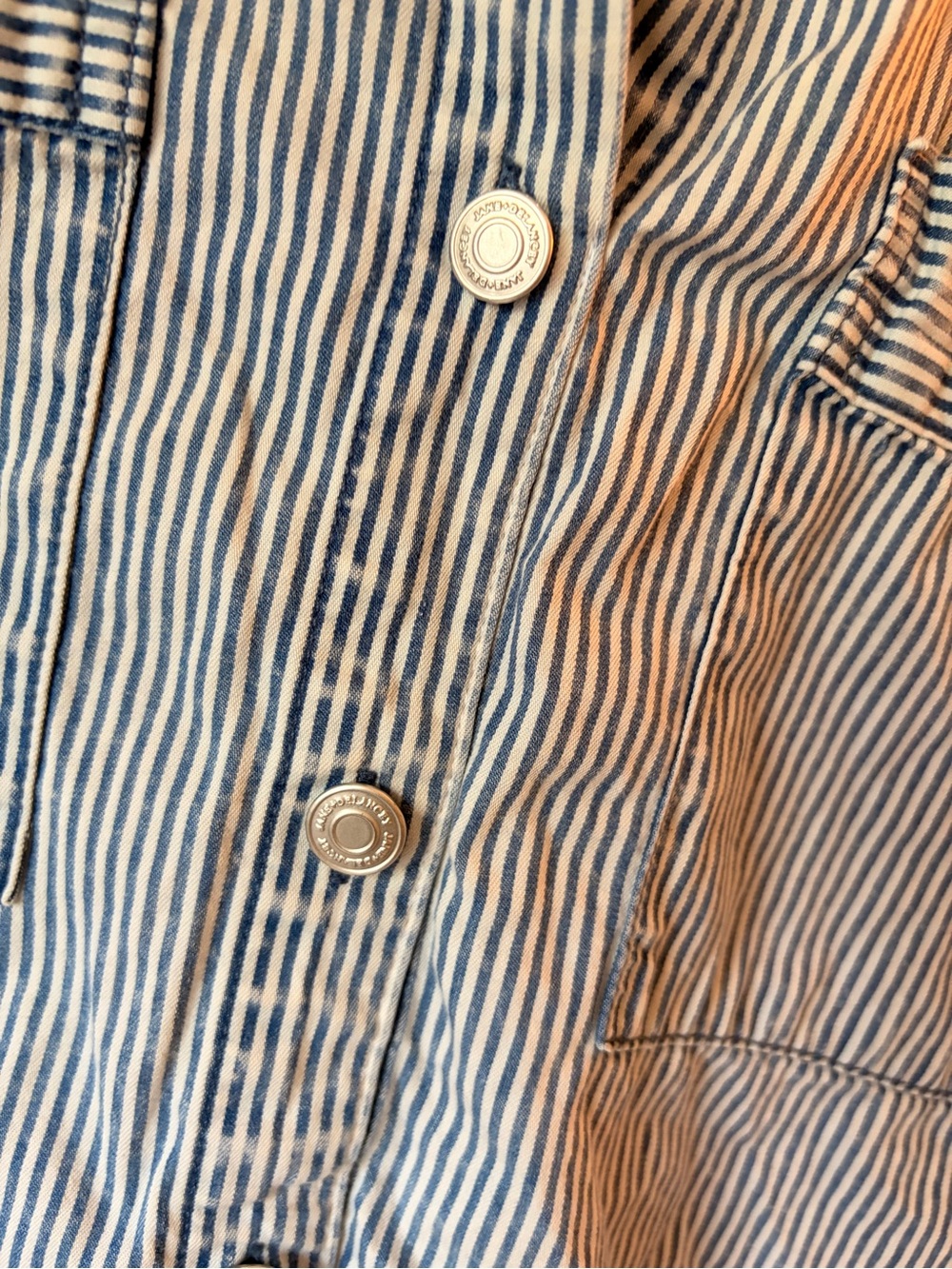 Striped Blue Short-Sleeve 100% Cotton Shirt. Women’s M summer / spring/ fall top - Picture 3 of 12